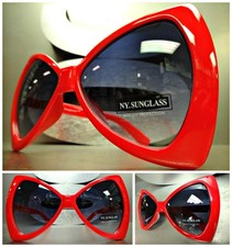 OVERSIZED EXAGGERATED VINTAGE RETRO Style SUNGLASSES Large Red Bow Shape Frame