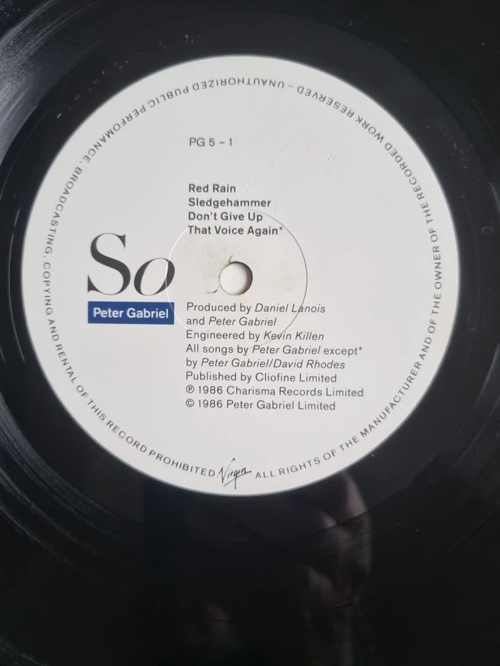 Peter Gabriel - So Vinyl LP Charisma Records UK 1986 1st Pressing - Image 4 of 4