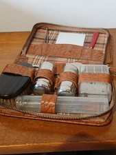 Mens Vintage brown mock croc leather zip around shaving kit