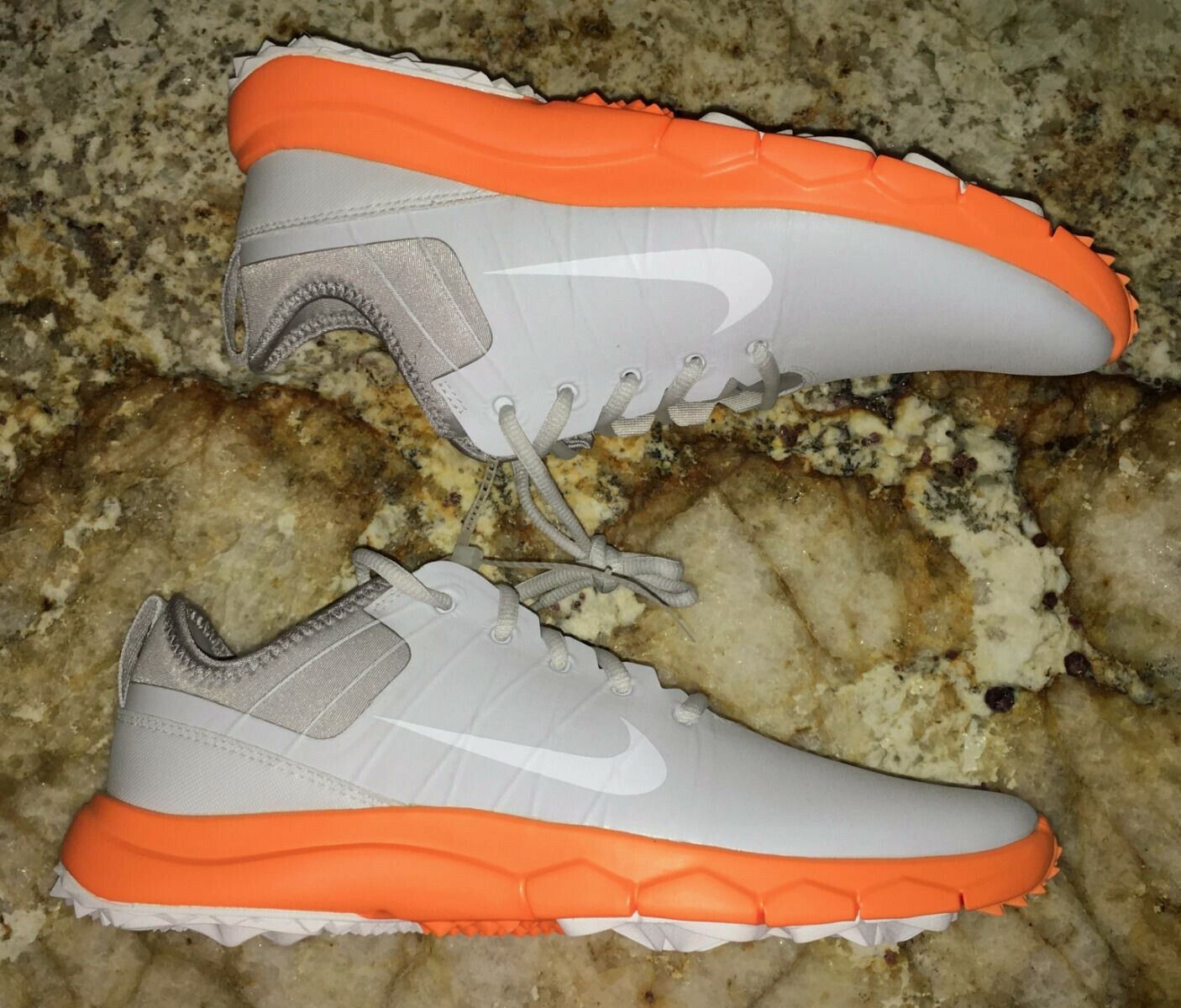 NIKE FI Impact 2 Platinum Grey Bright Citrus Golf Shoes Cleats Ladies Womens 8 thumbnail 2