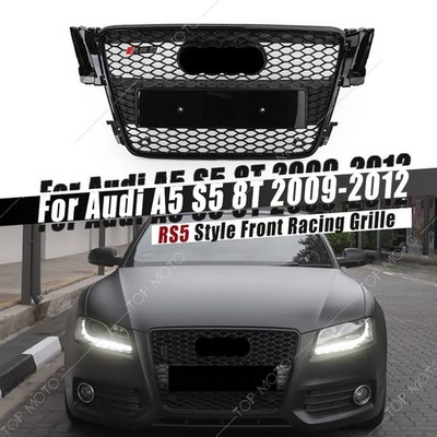 RS5 Style Honeycomb Front Mesh Hex Grille Black For Audi A5 S5 B8 8T 2009-2012