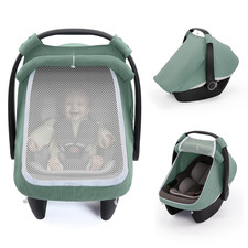 Muslin Baby Car Seat Cover, Infant Canopy, Roman Green