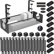 Under Desk Cable Management Tray, No Drill Steel Cord Organizer Kit with 52Pcs D