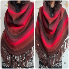 VTG 60s 70s Boho Hippie Festival Fringe Mod Cape Sweater Poncho Free Size