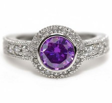 3CT Amethyst  Topaz 925 Solid Sterling Silver Ring Sz 6,7,8,9 ZB7