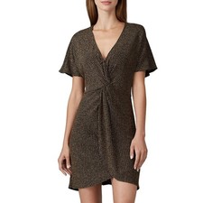 Show Me Your Mumu Gold Black Twist Mini Dress LARGE Cocktail Party Metallic $154