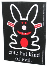 Happy Bunny Cute But Kind of Evil Black Rupple Junction Licensed Sticker