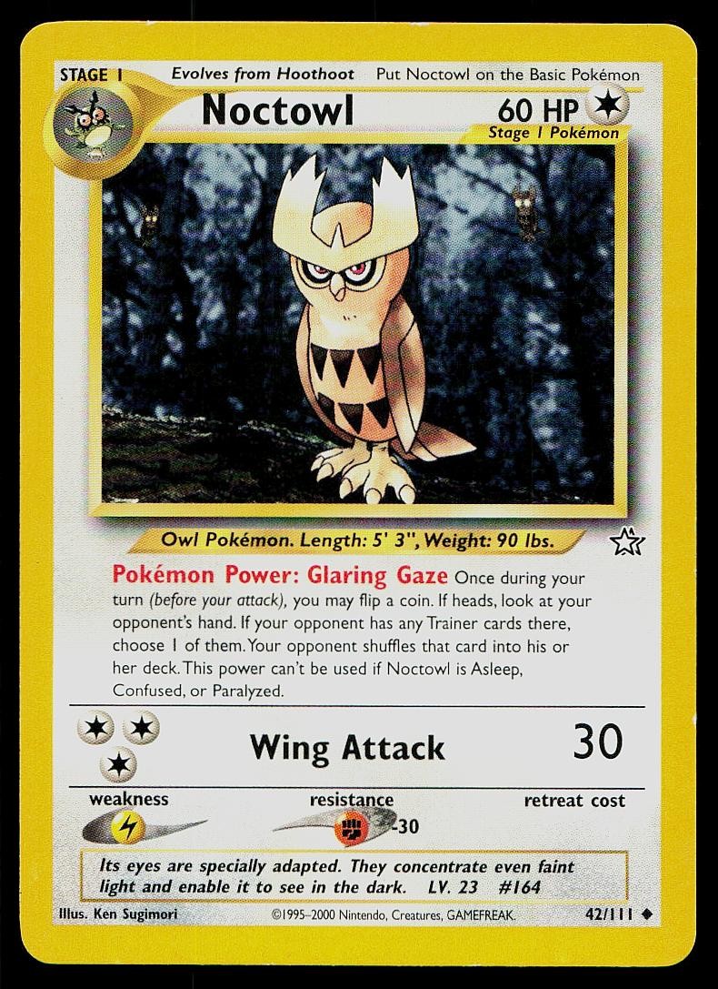 Pokemon Card Neo Genesis Noctowl 42/111 Uncommon