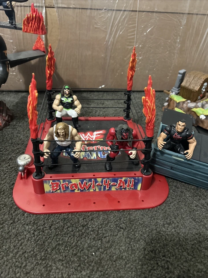 Lote de mini micro anillos WWF jakks Pacific Steel City Brawl 4 todos enterrados vivos Wwe Foto 2 de 4