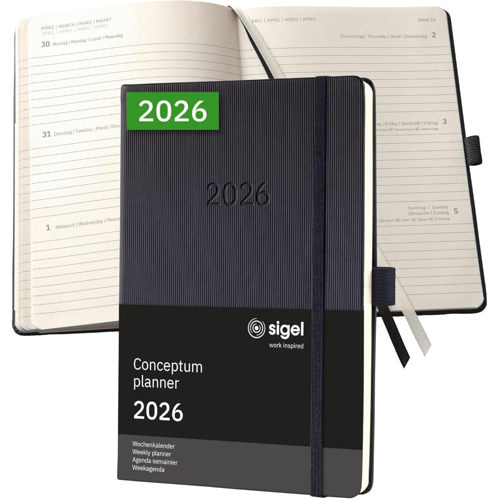 Sigel 2026 Conceptum Weekly Planner A5 Hardcover Black