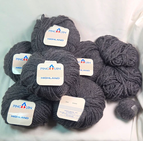 Lot 6 Vintage Pingouin Highland Yarn Gray 001 Same Dye Lot Mohair Wool Blend +2 - product listing photo