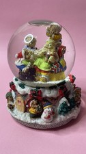Vintage Christmas Santa Bears Musical Snow Globe 6" Working