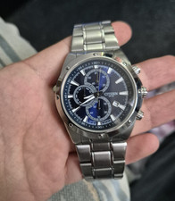 Citizen Men’s Chronograph Quartz Blue Dial Steel Bracelet Watch 100m WR100