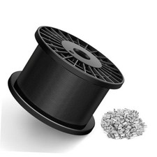 Black Vinyl Coated Wire Rope 1/16", 600FT 304 Stainless Steel Cable | Includes