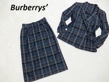 Rare Vintage Burberry Double Button Skirt Suit Set Size 9 Check UK 10 US 6