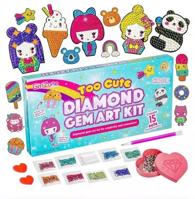 GIRLZONE Painting Art Creative Kids Crafts Set Sparkle Diamond Gem Art Stickers Kit