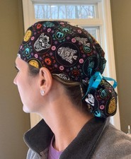 Star Wars sugar skulls droids ponytail scrub surgical surgery hat cap OR womens