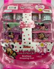 Disney Jr. Minnie Bowtique Shopping Cart Fab Food Basket Set Duo- NWT