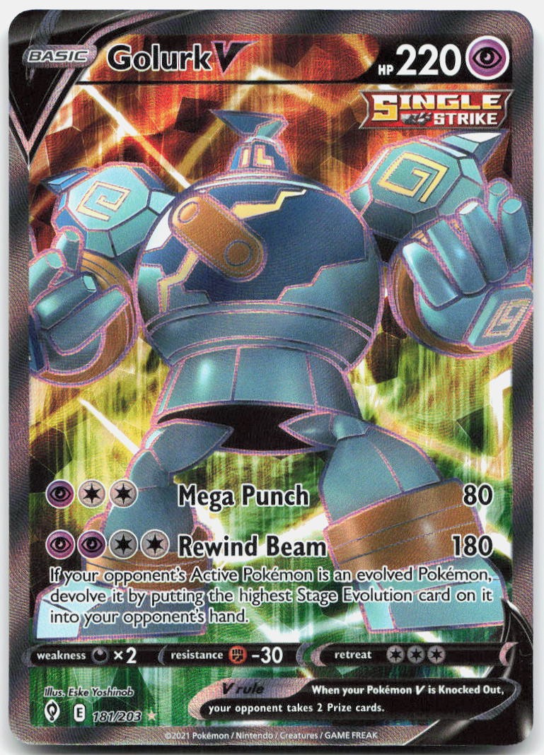 Golurk V 181/203 Ultra Rare Evolving Skies Pokemon Holo Near Mint