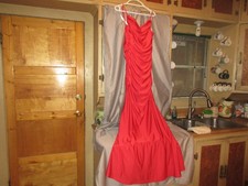 B. Smart Red Prom Dress Draped Rutched Long Formal Dress - Junior's Size 9