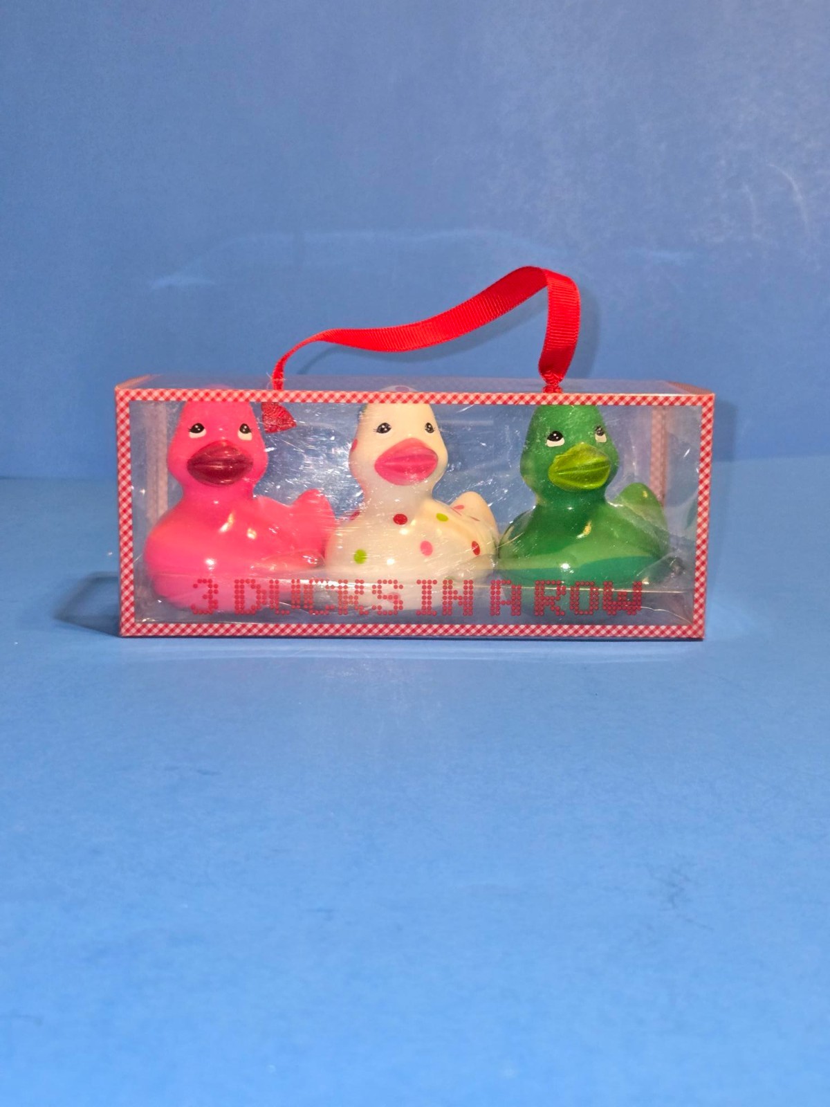 Bath & Body Works 3 Ducks in a Row Rubber Duck Pink Green Polka Dot Ducklings