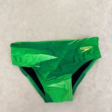 Speedo Pro LT Boys Swim Briefs Green Graphic Competitive Training Size 26