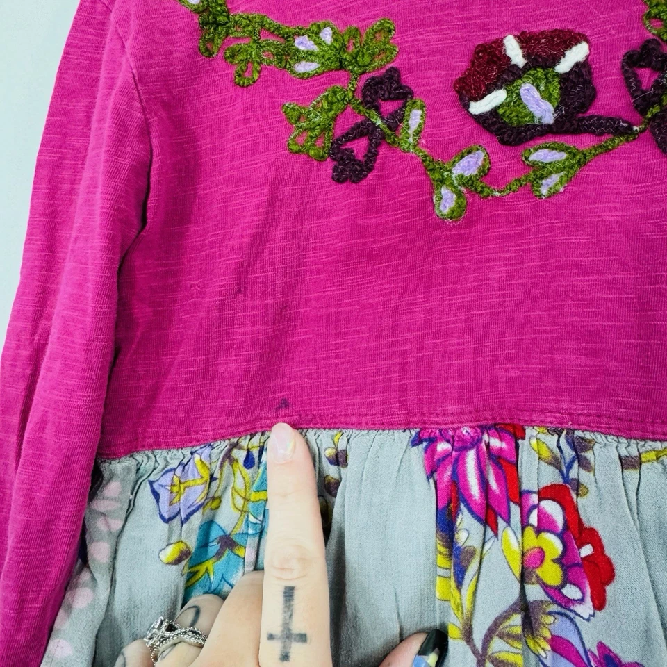 Mimi And Maggie Pink Floral Long Sleeve Hi Low Dress Girls Size 6 - Image 3 of 4