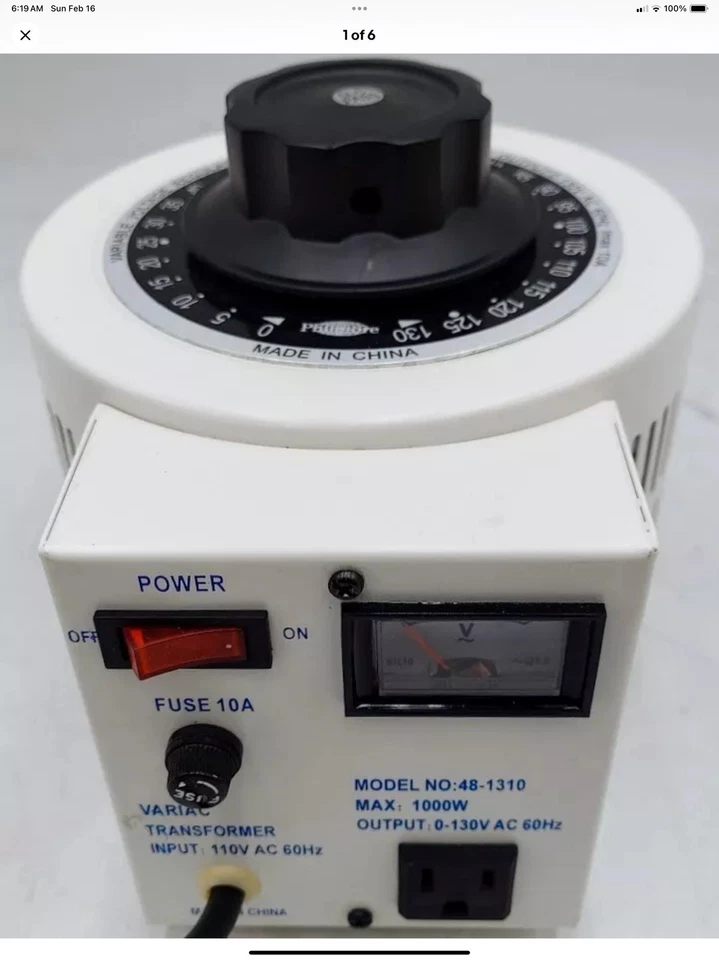 Philmore 48-1310 Variac 1000W Variable Voltage Regulator - Image 2 of 4