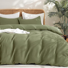 PHF Soft Waffle Duvet Cover Queen Size- Durable Breathable Waffle Weave Duvet Co