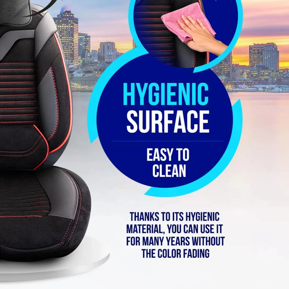 Sitzbezüge passend für Chevrolet Cruze in Alcantara Schwarz-Rot mit Rückentasche — 第 4/4 张图片