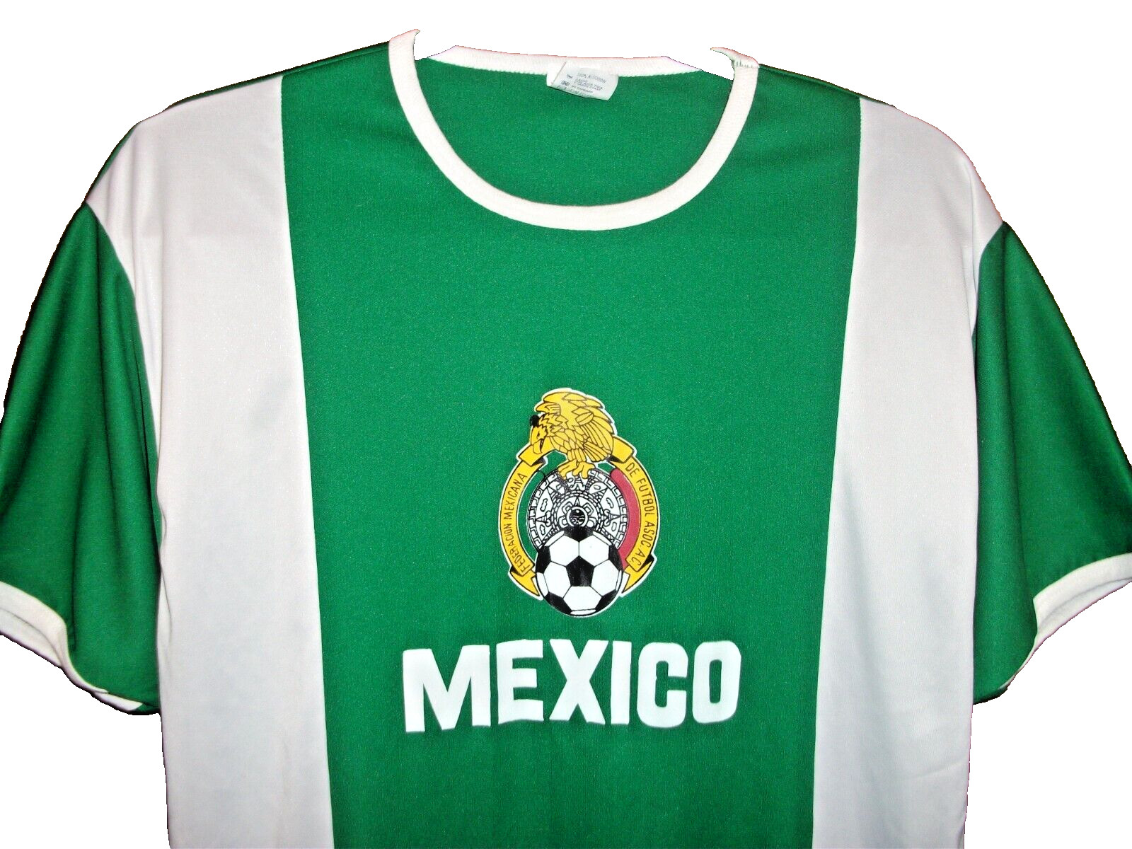 MEXICO SOCCER JERSEY Green w/ White Stripes Size Medium Futbol National Team