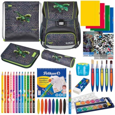 Herlitz Schulranzen Set Loop Plus Dragon Tale Premium Drache 14-teilig gefüllt