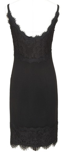 DIANE VON FURSTENBERG Black Dress Lace Spaghetti Strap Knee Length Sz 4 - Picture 4 of 9
