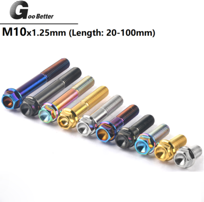 1* M10 X20-90mm Titanium Drilled Flange Hex Socket Pitch Screw Bolt Motorcycle E - Foto 8