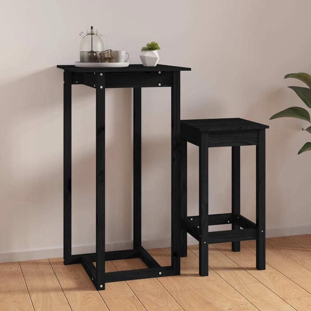 Bar Table Black 60x60x110 cm Solid Wood Pine vidaXL eBay