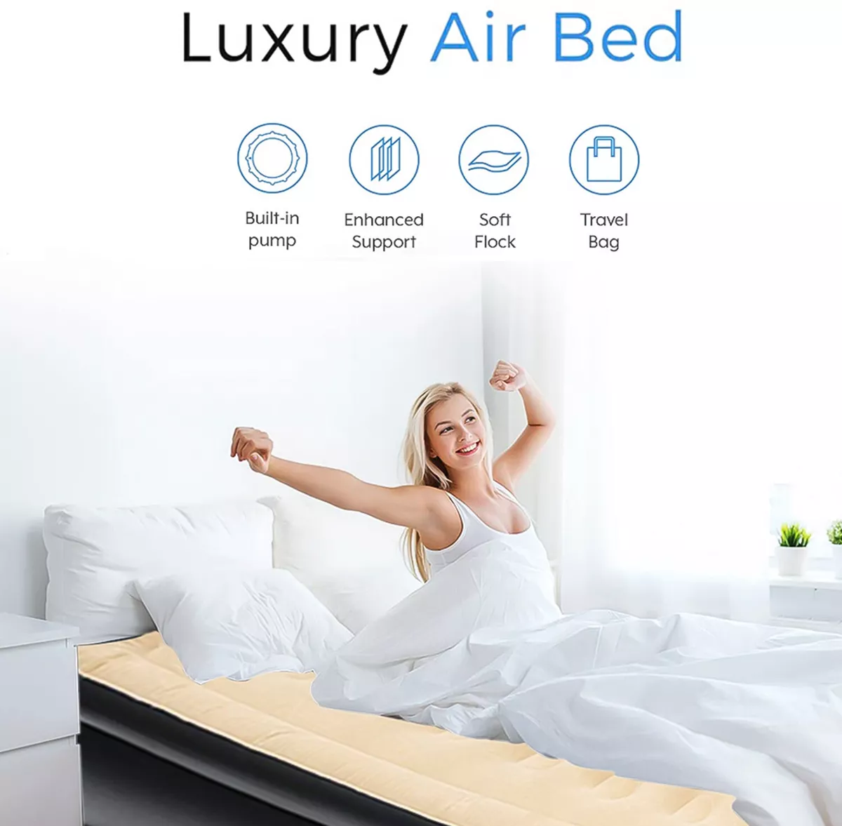 Double airbed with built on sale in pump