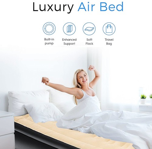 Inflatable High Raised Air Bed Mattress Builtin Electric Pump 3 Size Beds - Picture 2 of 18