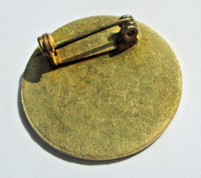 Broche Ronde Vintage Or émail Cloisonné Rouge Vert - Bijou Ancien