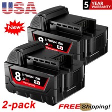 2PCS Battery For Milwaukee For M18 8.0 AH Extended Capacity 18V 48-11-1840