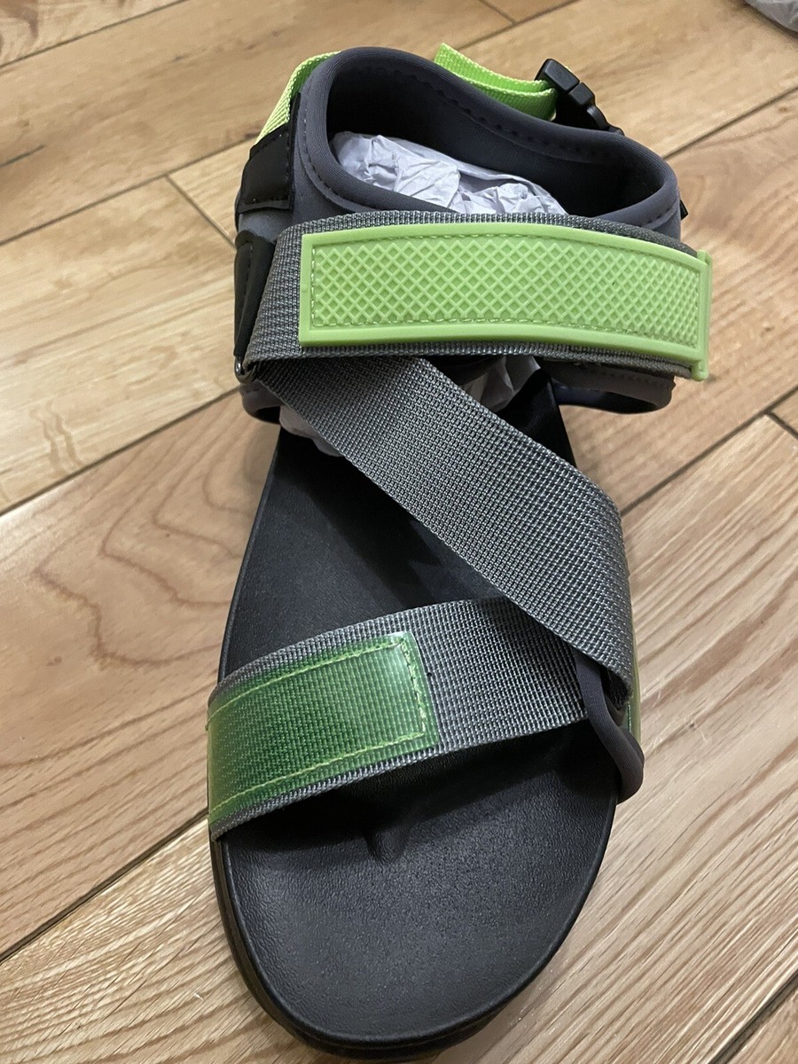 ASOS DESIGN UNISEX TECH SANDALS IN BLACK AND NEON GREEN ON  display picture 1