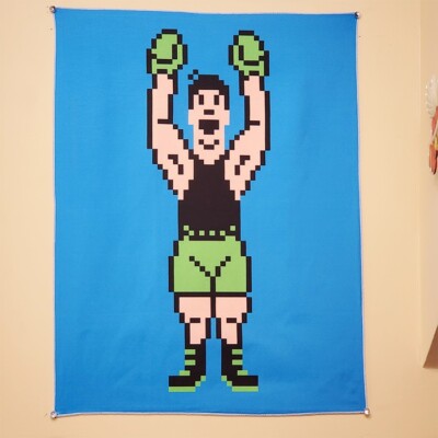 8 bit Little Mac banner 18x24'' tapestry wall flag fabric poster pixels sprite