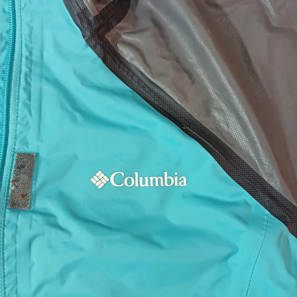 Columbia RL0176 Mujer OutDry Turquesa/Gris Nailon Chaqueta de Lluvia Con Capucha Pecho 38" Foto 4 de 4