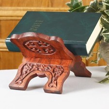 Pequeño libro de oraciones plegable de palo de rosa soporte bíblico iglesia
