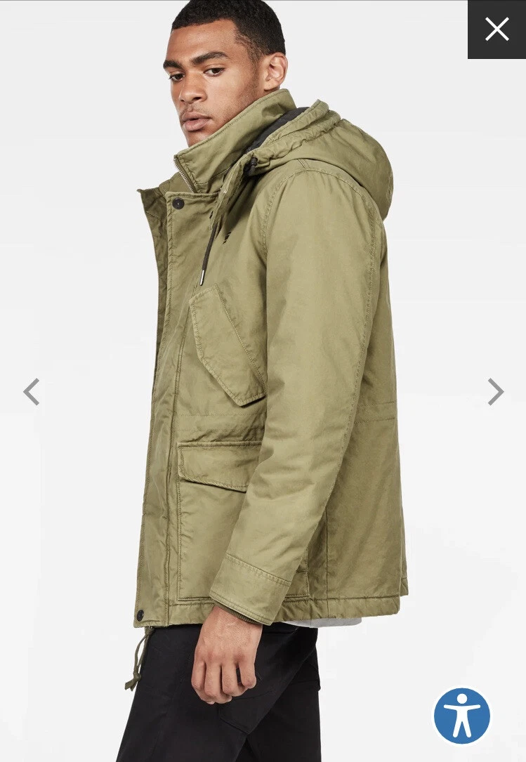 G Star Raw Men s Vodan Padded Hooded Jacket Green 350 New