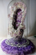 Hand Decorated Ballet Pointe Shoe Sealed In Glass Dome Decor Item