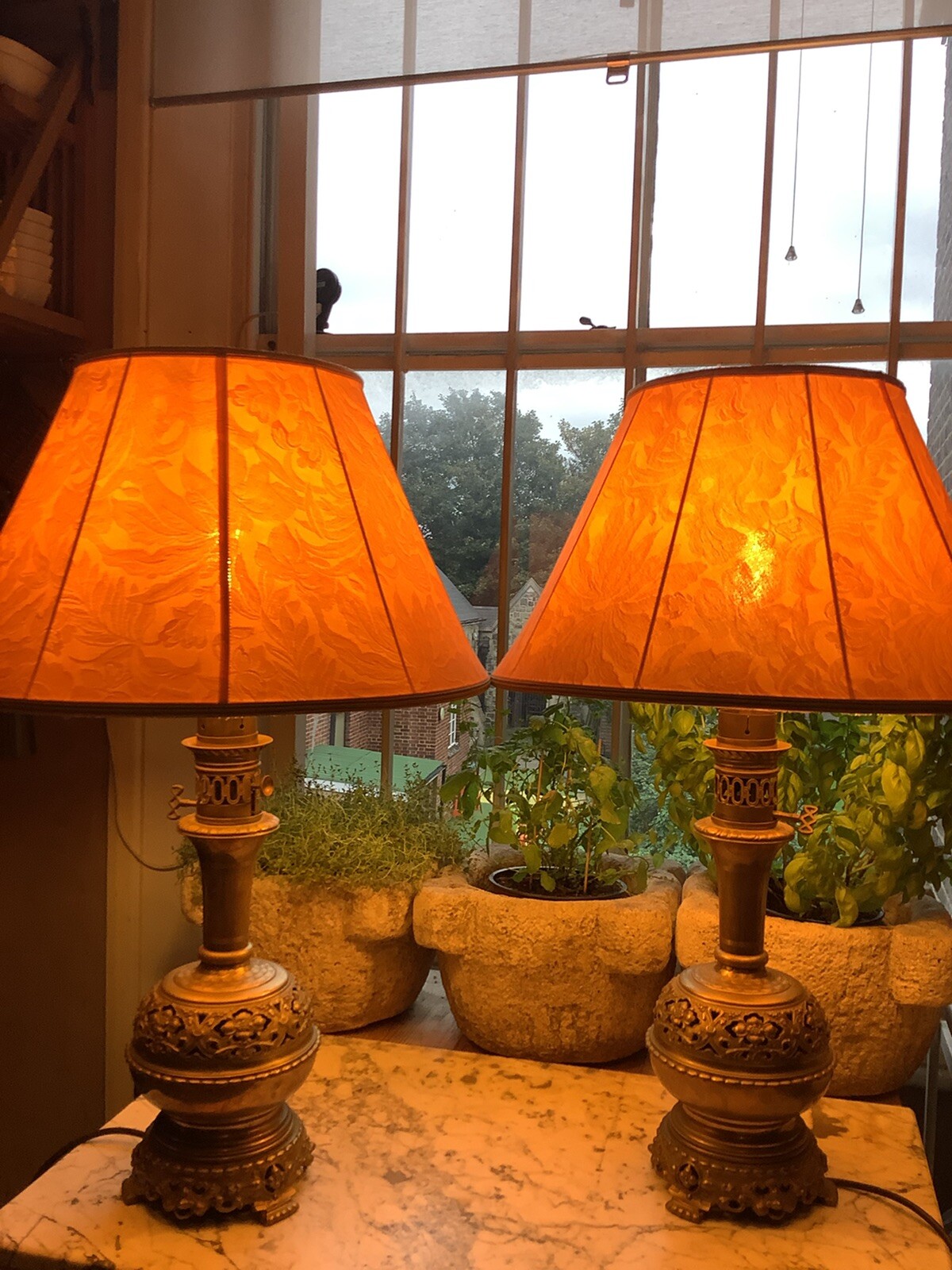 Pair Of French Antique Table Lamps With Chinese Decoration eBay