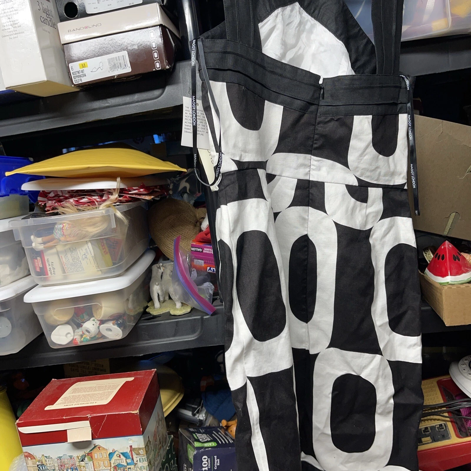 OFF WHITE Abito donna Maggy London taglia 4 nero bianco sporco