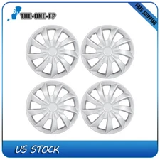 Set of 4 16" Wheel Cover Replacement Hub Caps Universal Wheel Rim Cover Silver