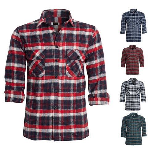 Camicie a scacchi uomo manica lunga Lumberjack flanella lavoro casual con bottoni S -5XL - Foto 1 di 19