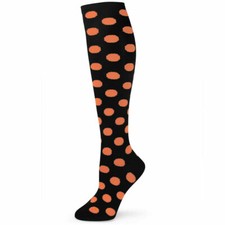 Spotlight Hosiery Women's Polka Dots Knee High Socks,Black/Orange   